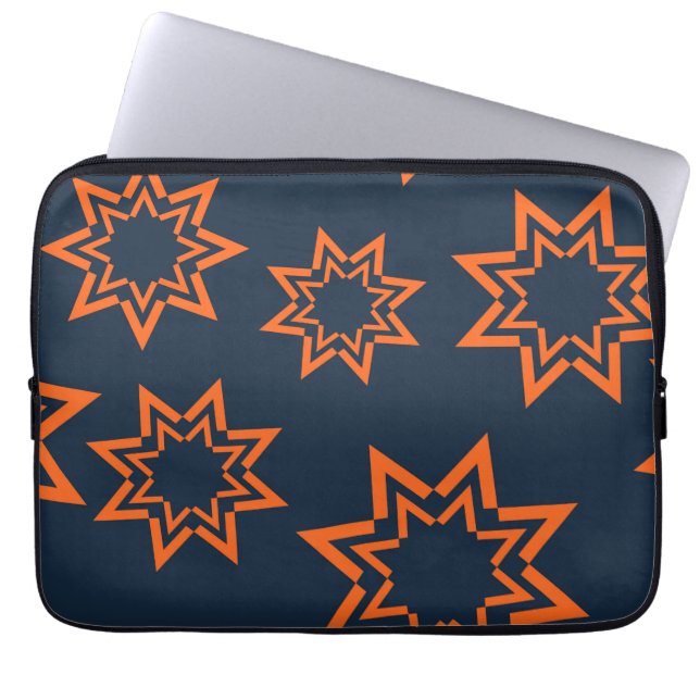 Orange, coola, trendig, lekande stjärnform mönster laptop fodral (Framsidan)
