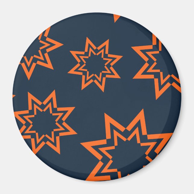 Orange, coola, trendig, lekande stjärnform mönster magnet (Framsidan)