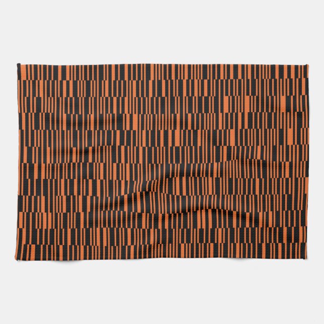 Orange, coola, trendig, modern geometrisk grafik kökshandduk (Horisontell)