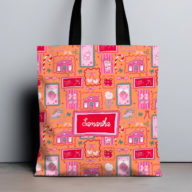 Orange Coquette aesthetic girly whimsical pattern  Tygkasse (Skapare uppladdad)