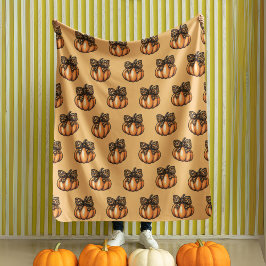 Orange Coquette Autumn Halloween Leopart Pumpkin Fleecefilt