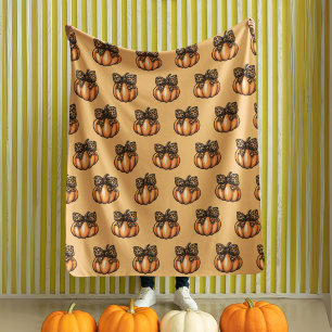 Orange Coquette Autumn Halloween Leopart Pumpkin Fleecefilt