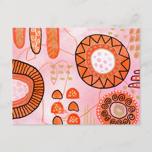 Orange Coral Abstract Postcard Vykort (Framsida)