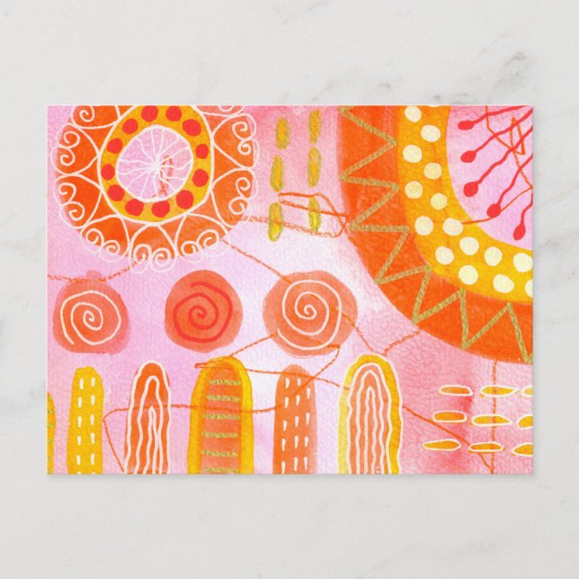 Orange Coral Abstract Postcard Vykort (Framsida)