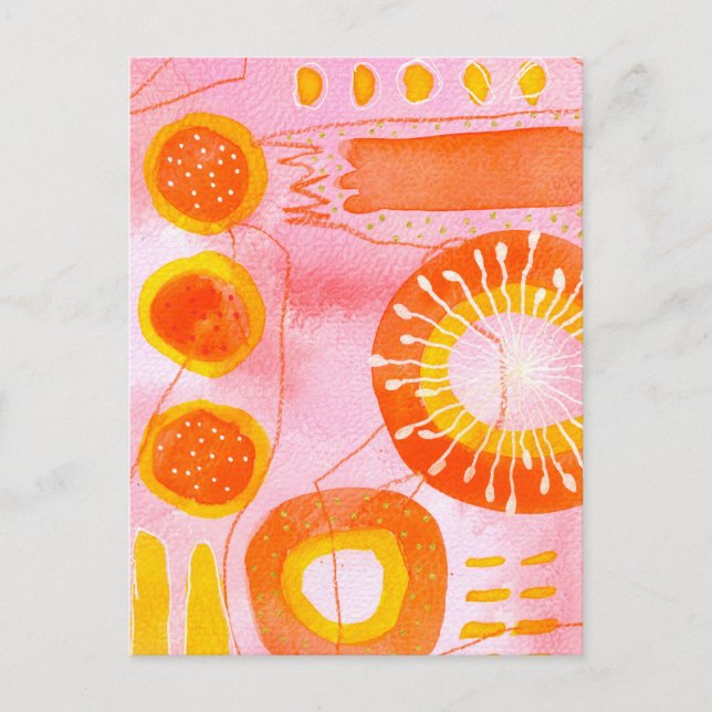 Orange Coral Abstract Postcard Vykort (Framsida)