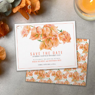 Orange coral bougainvillea blommigt art bröllop spara datumet