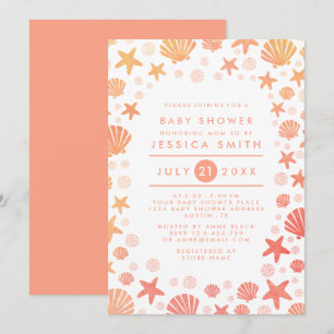 Orange-Coral Sea Sak Baby Shower-inbjudan Inbjudningar