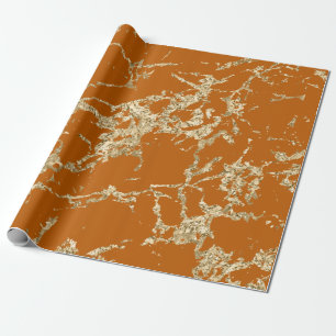 Orange Coral Smala Marble Strokes Stone Guld Presentpapper