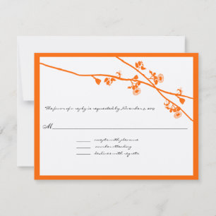 Orange Coral Vild Flower Grenar Bröllop OSA Kort