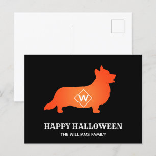 Orange Corgi Happy halloween-familjen Namn Helg Vykort