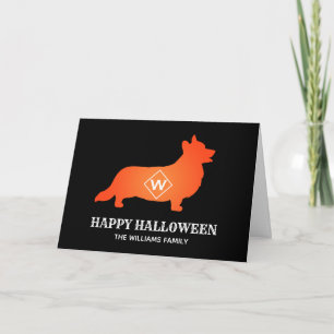 Orange Corgi Happy halloween-familjen Namn Kort