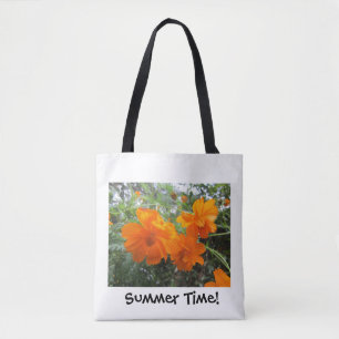 Orange Cosmos Flower Photo Print on White Tygkasse