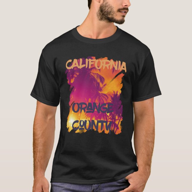 Orange County Beach Handflatan träd California Vac T Shirt (Framsida)