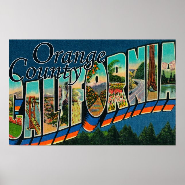 Orange County, California - Large Brev Scenes Poster (Framsidan)