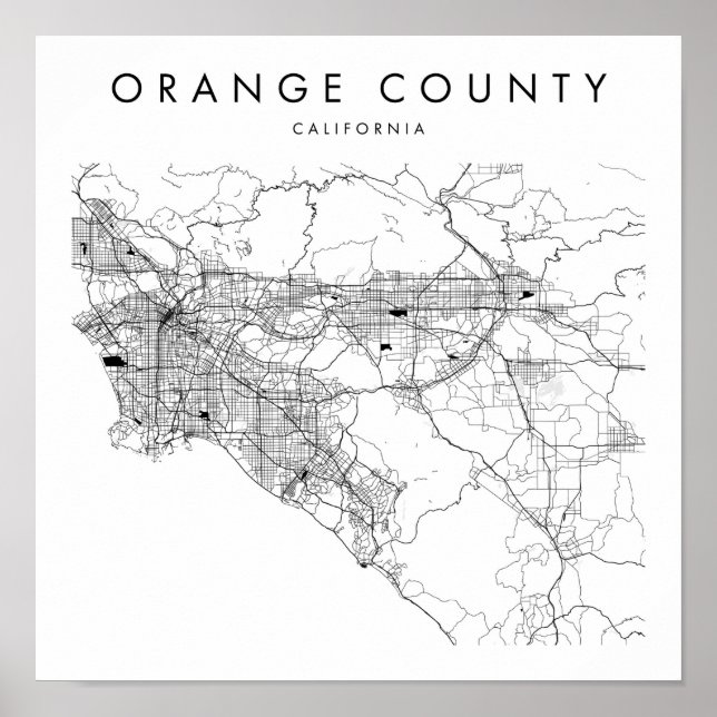 Orange County California Minimal Modern Street Kar Poster (Framsidan)