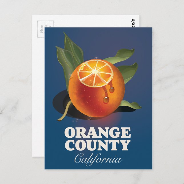 Orange County California-reseaffisch. Vykort (Fram/baksida)