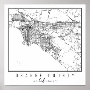 Orange County California Street Karta Poster