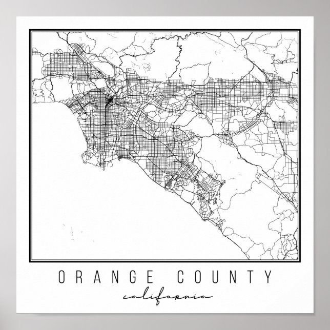 Orange County California Street Karta Poster (Framsidan)