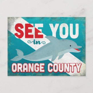 Orange County Dolphin - Retro Vintage resor Vykort