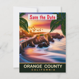 Orange County Kalifornien Klippbröllopsinbjudan Spara Datumet