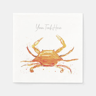 Orange Crab Blue Vintage Boho Beach Party Pappersservett