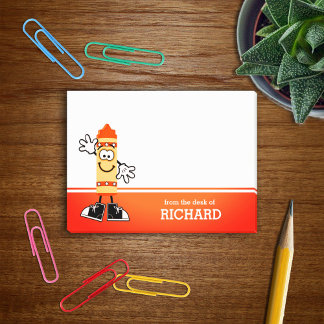 Orange Crayon Personlig Post-it Block