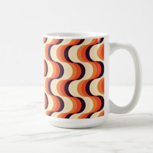 Orange, Cream, Brown Retro Femty Abstrakt Art Kaffemugg
