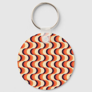 Orange, Cream, Brown Retro Femty Abstrakt Art Nyckelring