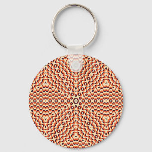 Orange, Cream, brun Blommigt Art utan sjöslang Nyckelring