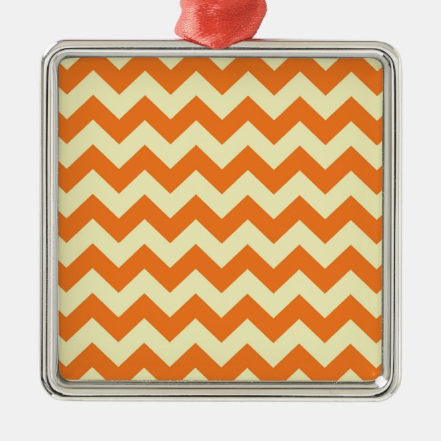 Orange Cream Citrus Chevron ZigZag Rand Gifts Julgransprydnad Metall (Framsidan)