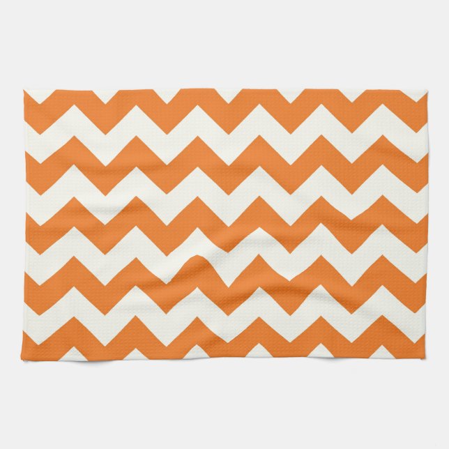 Orange Cream Citrus Chevron ZigZag Rand Gifts Kökshandduk (Horisontell)