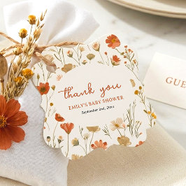 Orange Cream Wildflower Boho Höst Baby Shower Gåvor Etiketter