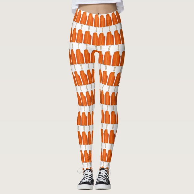 Orange Creamsicle Ice Cream Popsicle Skriv ut Leggings (Framsida)