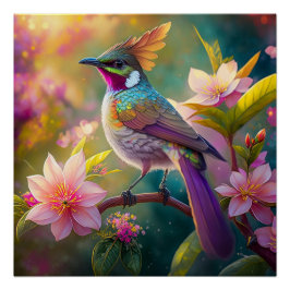 Orange Crested Rainbow Jay Fantasy Bird Perfect Poster