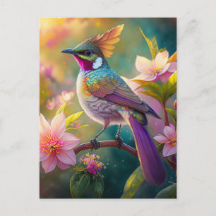 Orange Crested Rainbow Jay Fantasy Bird Vykort