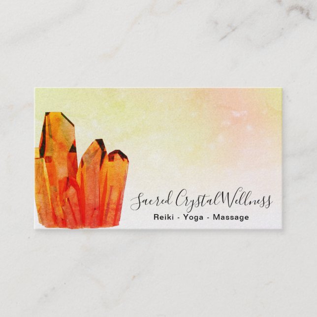 ~ Orange Crystal Cluster Pastel Rainbow Visitkort (Framsida)