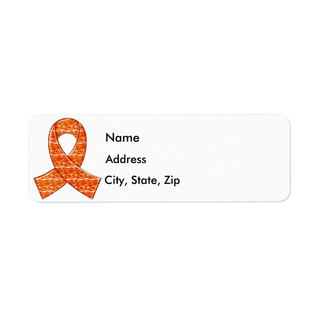 Orange Crystal Ribbon Kidney Cancer MS Leukemi Returadress Etikett (Framsidan)