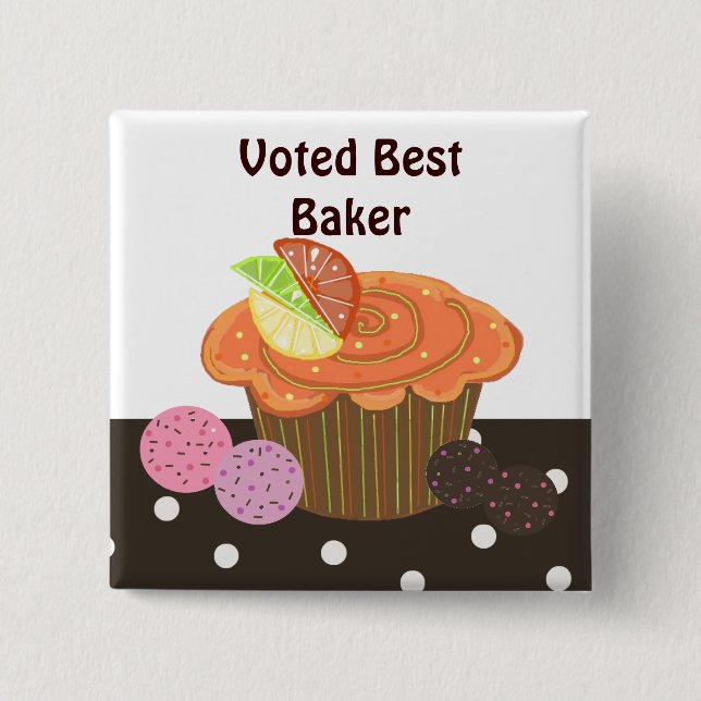 Orange Cupcake Bästa Bagare Knapp (Framsida)