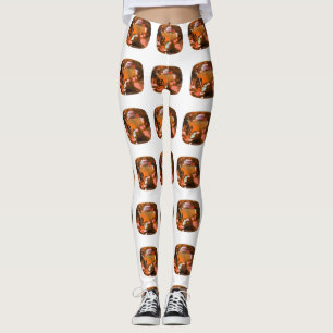 Orange Cushion-cut Mönster Leggings