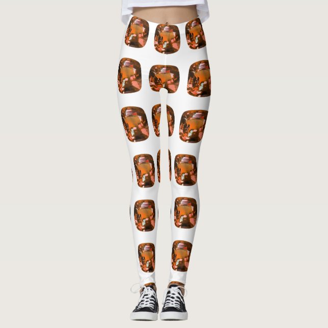 Orange Cushion-cut Mönster Leggings (Framsida)