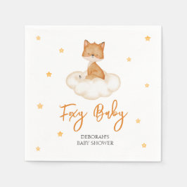 Orange Cute Fox Baby Shower Pappersservett