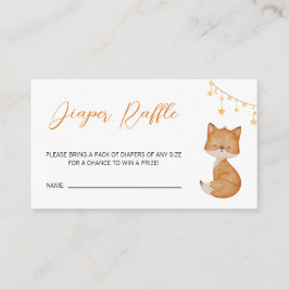 Orange Cute Fox Baby Shower Raffle Tilläggskort