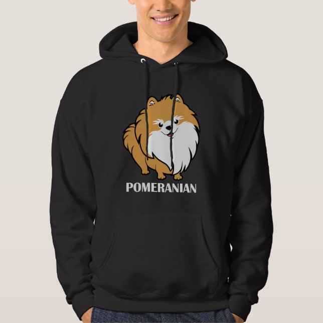 Orange Cute Pommern Hoodie (Framsida)