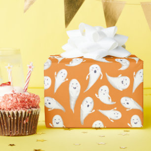 Orange Cute Spöken Halloween Presentpapper