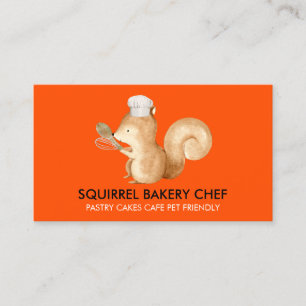 Orange Cute Squirrel Bageri Visitkort
