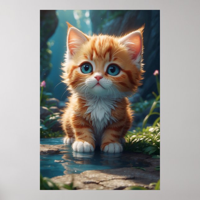 *~* Orange Cute Sweet AP68 2:3 Kitten Tabby Poster (Framsidan)