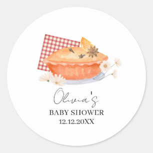Orange Cutie Paj Flower Flower Baby Shower Runt Klistermärke