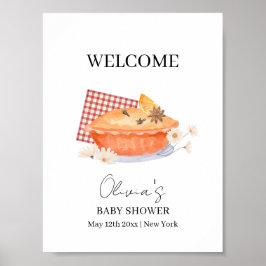 Orange Cutie Paj Flower Flower Baby Shower Välkomm Poster