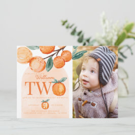 Orange Cutie svänger tvåa födelsetalet Party Inbjudningar