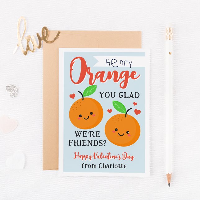 Orange Cuties Classroom Valentindagskort Inbjudningar (Skapare uppladdad)